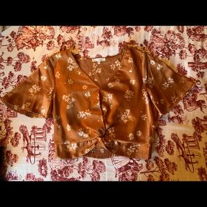 june & hudson cropped burnt orange flora top
